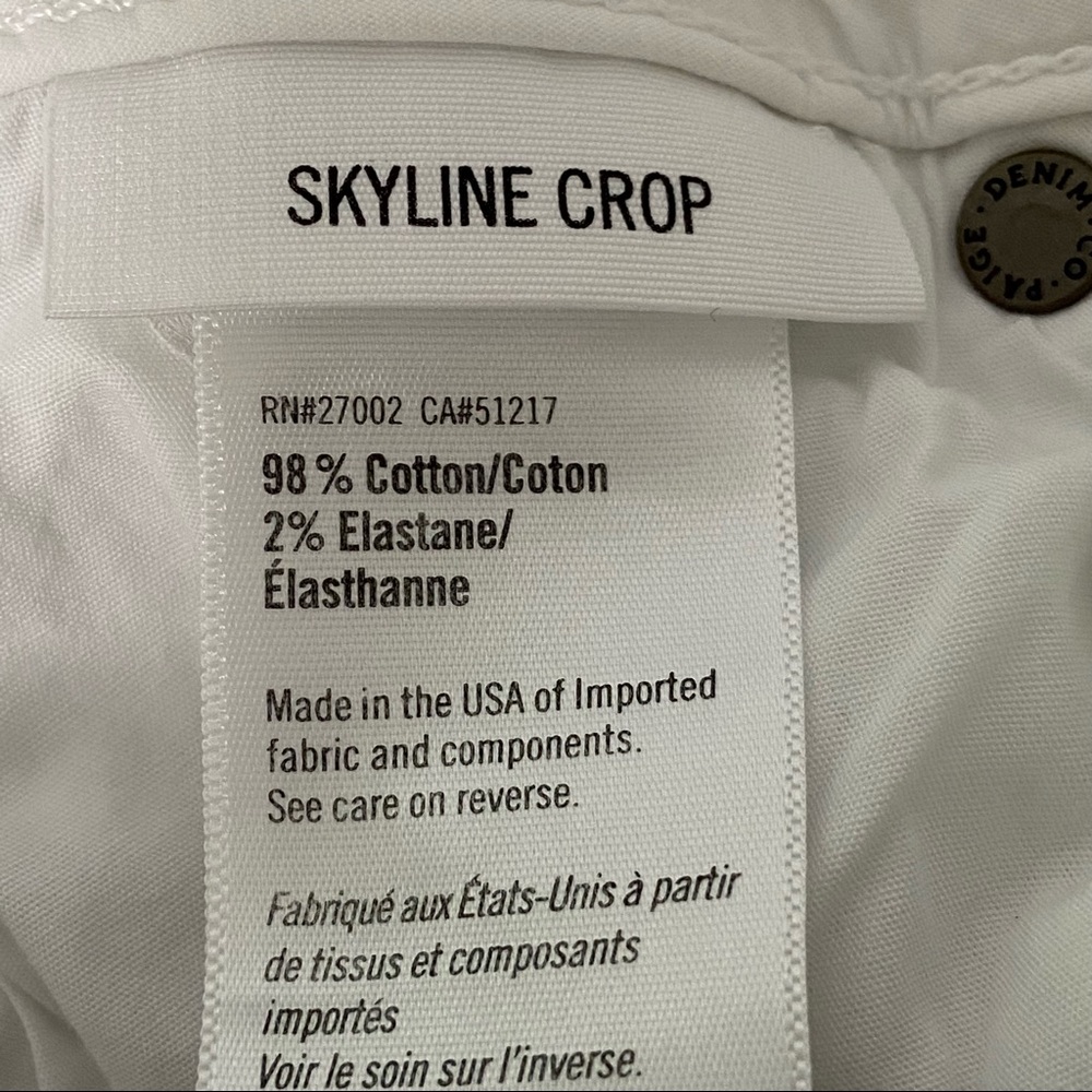 Paige Skyline Crop Skinny Jeans Optic White 26 - Picture 11 of 13